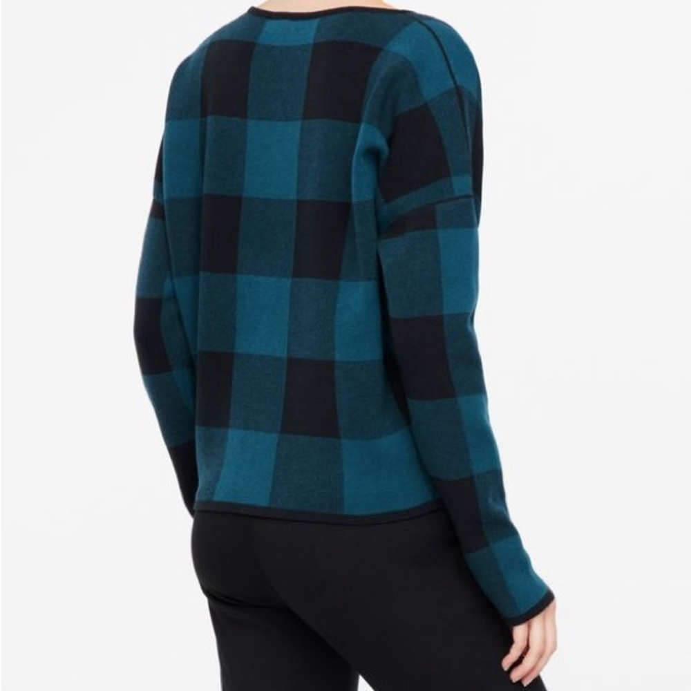 Sarah Pacini blue & black plaid v-neck sweater - One Size - Picture 4 of 7